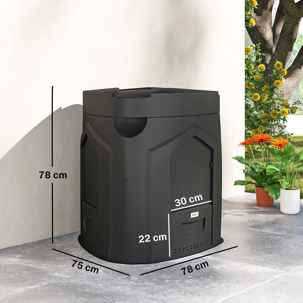 Compostor de Jardim 240L Recipiente de Compostagem Triangular com 3 Portas Preto — foto 2
