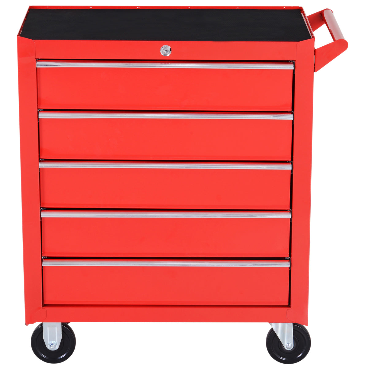 Carrinho de Ferramentas com 5 Gavetas Rodas Trava Armário de Armazenamento para Oficina de Garagem e Chapa de Aço 69x33x75 cm Vermelho — foto 4
