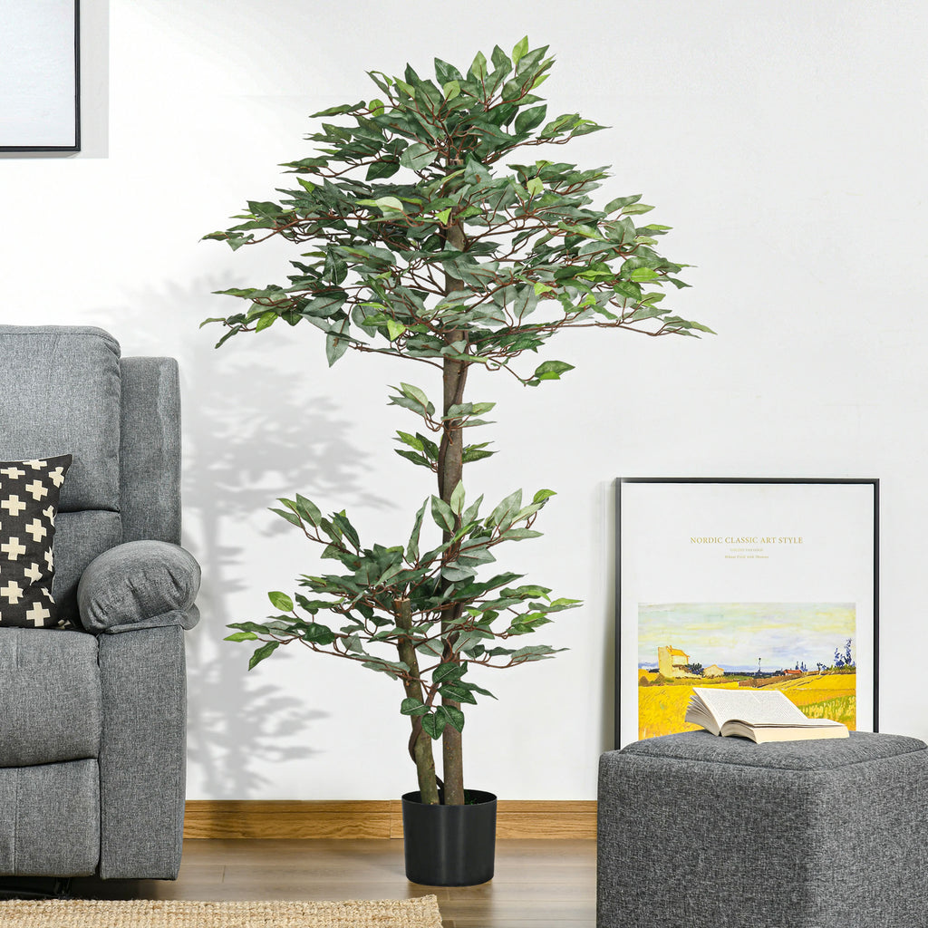 Planta Artificial Ficus 150 cm Planta Artificial com 1008 Folhas Musgo e Vaso Planta Artificial Decorativa para Interior e Exterior Casa Sala de Estar Escritório Verde — foto 2