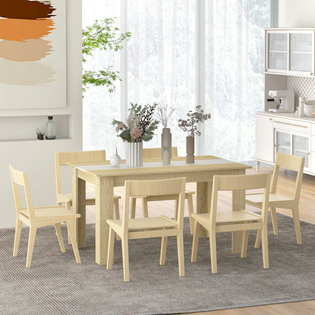 Mesa de Jantar Moderna Mesa para Sala Retangular para 4-6 Pessoas Carga 100 kg 140x89,5x75 cm Branco e Carvalho — foto 8