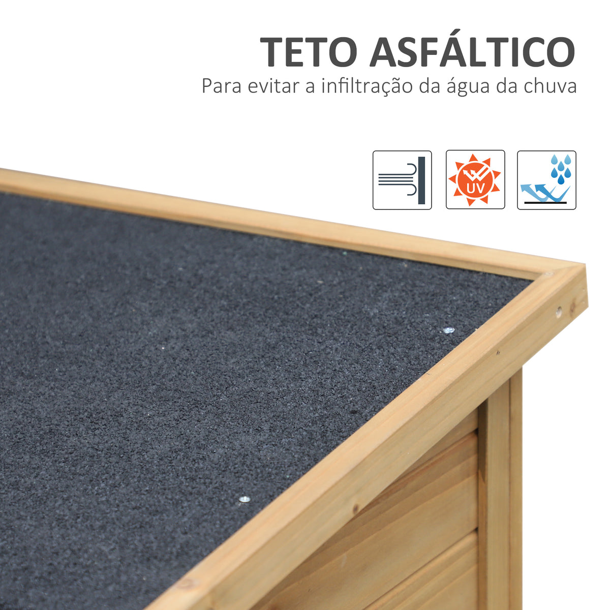Armário de Armazenamento de Madeira para Jardim com 2 Prateleiras Interiores 2 Portas e Teto Inclinado para Exterior Terraço 87x46,5x96,5cm Natural — foto 5