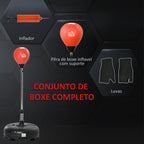 Saco de Boxe de Pé com Altura Ajustável de 4 Níveis Punching Ball com Base Preenchida Luvas e Inflador para Adultos e Adolescentes Ø45x132-158cm Preto e Vermelho — foto 5