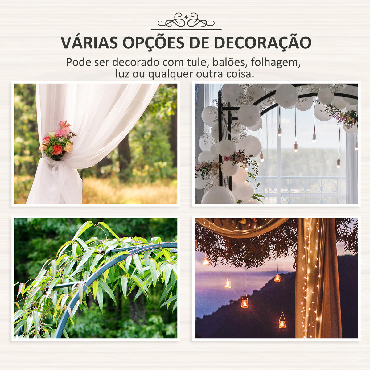 Arco de Jardim de Metal Arco Decorativo com Desenho de Treliça para Plantas Trepadeiras para Decoração Pátio Terraço 114x30x230 cm Preto — foto 4