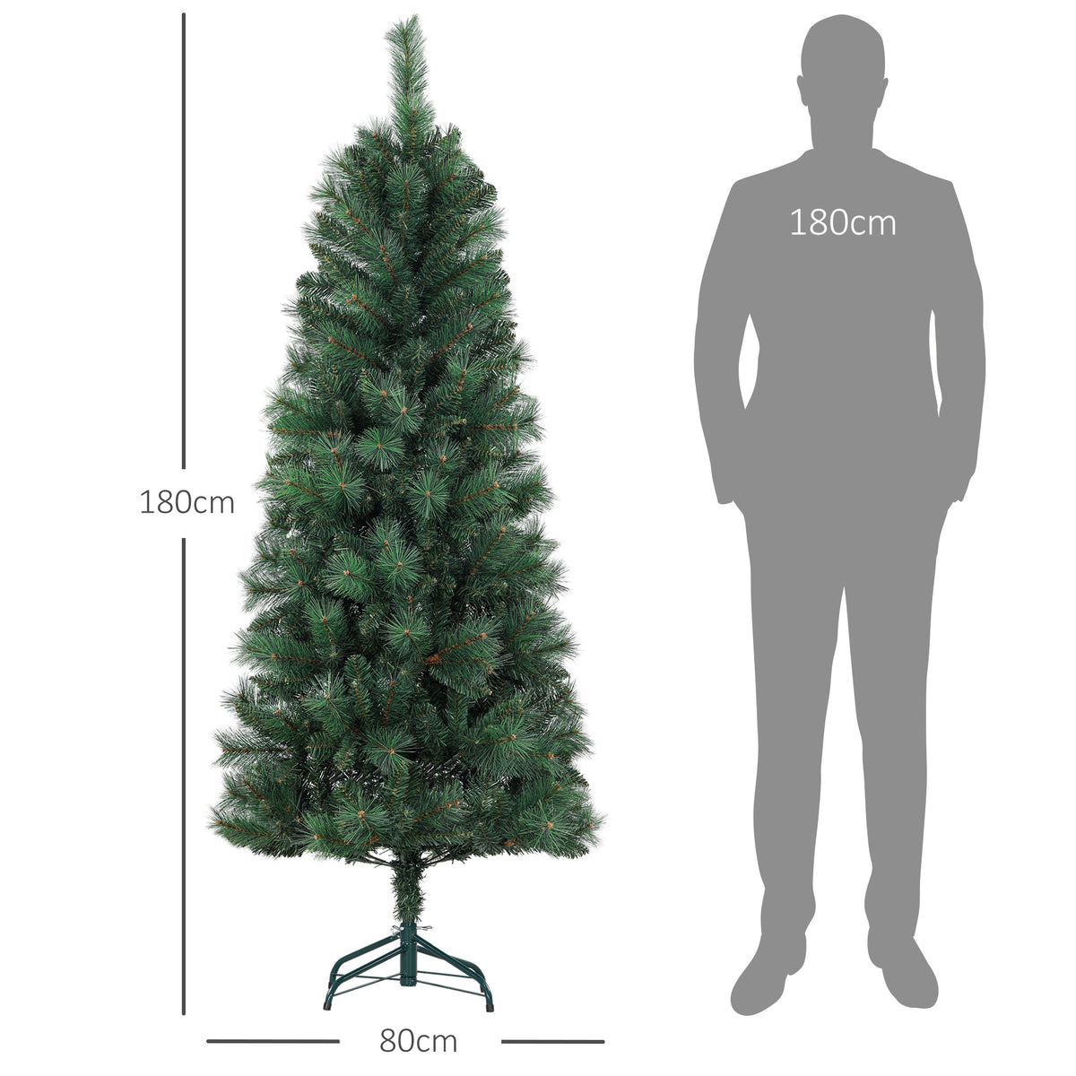Árvore de Natal 180 cm Árvore de Natal Artificial com 528 Ramos e Suporte de Metal Árvore de Natal para Sala Interior Verde — foto 3