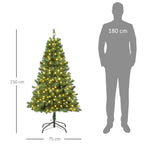 HOMCM Árvore de Natal Artificial com 490 Ramos 170 Luzes LED e Base Dobrável de Metal para Interior Ø75x150 cm Verde — foto 3