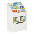 Estante de Madeira para Brinquedos com 3 Compartimentos 2 Cubos e Gaveta Móvel com 4 Rodas Estante para Livros Infantil para Dormitório Infantil Sala de Jogos 60x29,9x90cm Branco — foto 1