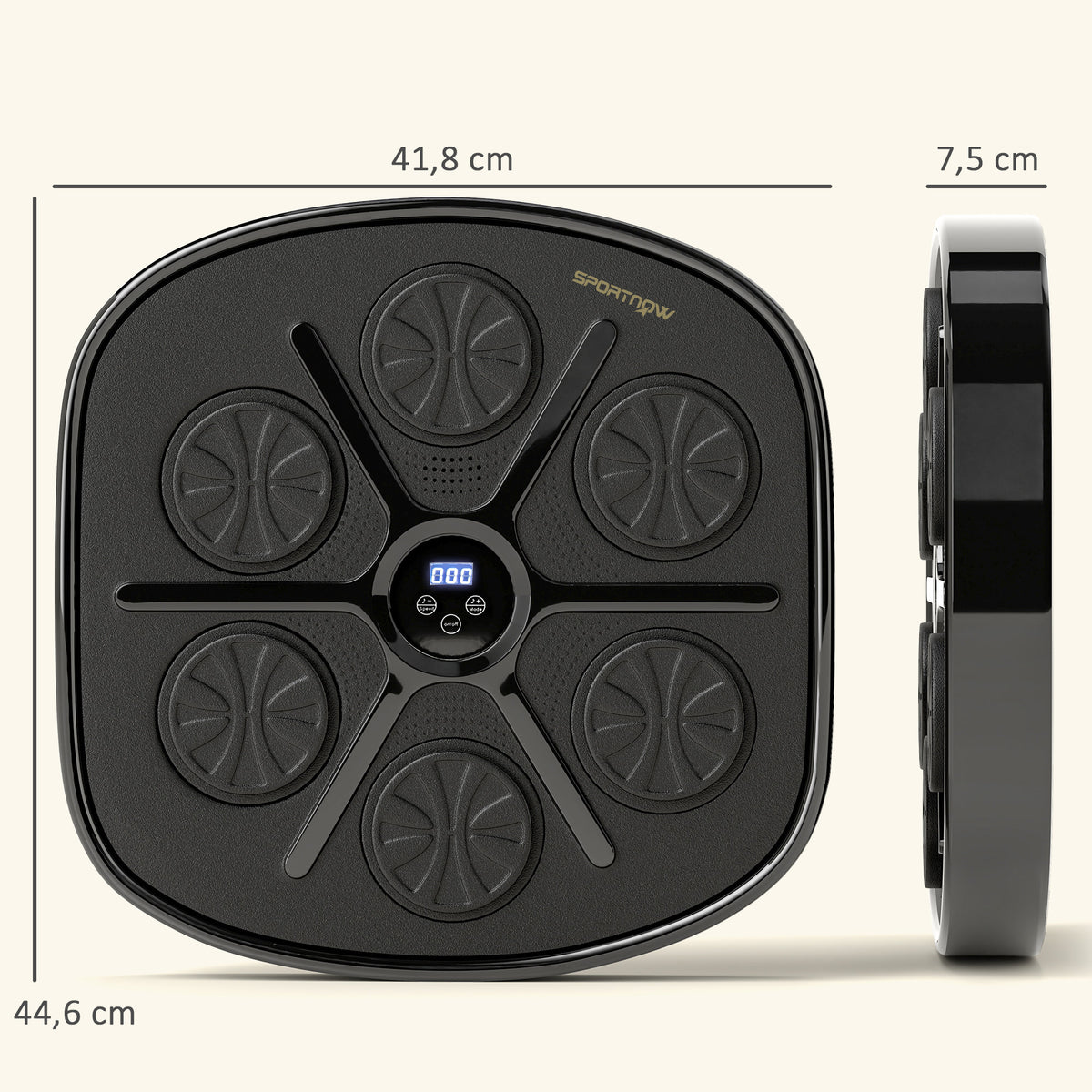 Máquina de Boxe Musical com 9 Modos de Velocidade Luvas e Conexão Bluetooth Boxe Musical de Parede com Luzes LED para Adultos e Crianças em Casa Escritório Ginásio 41,8x44,6x7,5 cm Preto — foto 3