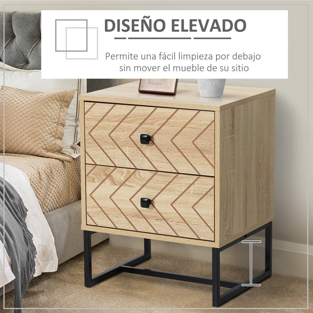 Cômoda de Madeira da Mesa de Cabeceira Confortável com 2 gavetas Roupeiro 48x39,5x60cm do Armazenamento da Mobília da Mesa de Cabeceira 48x39,5x60 cm — foto 4