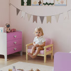 Poltrona Infantil Sofá para Crianças acima de 3 Anos com Tecido Suave de Veludo Cotelê Estrutura de Madeira Assento e Encosto Acolchoados Apoio de Braços Suporta 45 kg 46,5x44x45 cm Rosa — foto 2