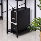Secretária para escritorio com 3 prateleiras Pernas com Almofadas Ajustáveis Anti-derrapante Estrutura de metal 140x60x93 cm Preto — foto 7