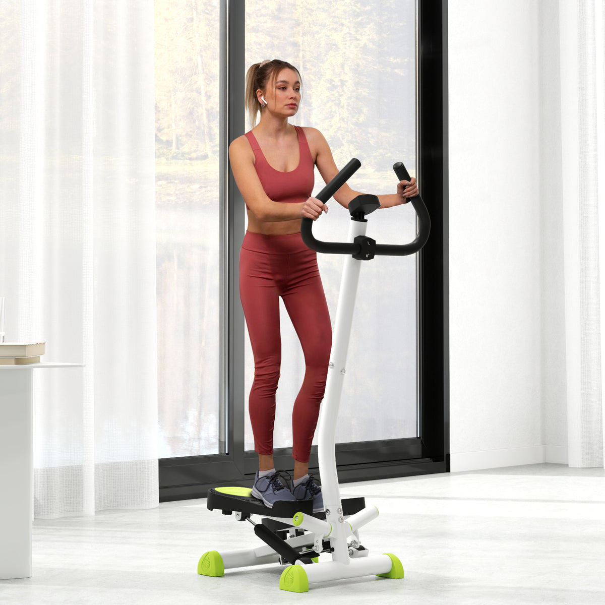Máquina de Step Stepper Fitness em Casa com Tela LCD Alça e Pedais Antiderrapantes Equipamento de Exercício para Ginásio Escritório 55x44x108 cm Branco — foto 2