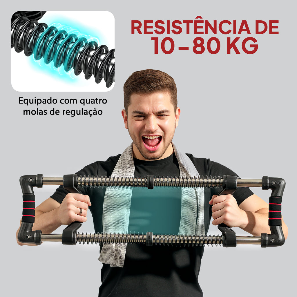 Expansor de Peito Expansor Ajustável Extensor para Musculação com Resistência Ajustável 10-80 kg para Treino em Casa Escritório Viagem Preto — foto 4
