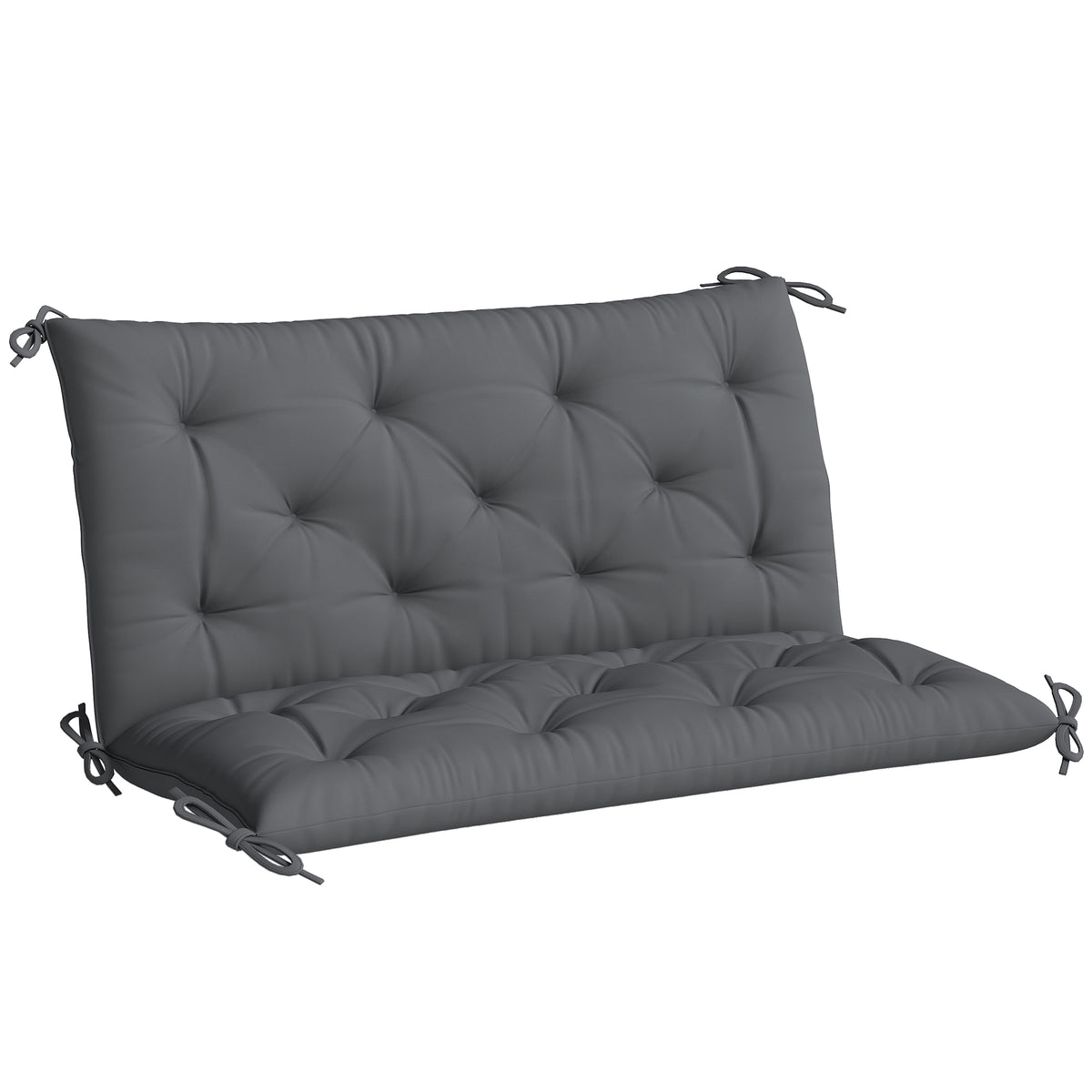 Almofada para Banco de Jardim com Encosto, 100x98x8 cm, Almofada de Banco de 2 Lugares para Interior e Exterior com Enchimento Espesso e Tiras de Fixação, para Baloiço, Terraço, Varanda Cinzento Escuro — foto 1