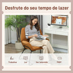 Poltrona Sala de Estar Moderna Poltrona de Leitura com Assento Largo e Acolchoado Estofada em Veludo Pés de Metal Poltrona para Dormitório 70x67,5x87 cm Marrom — foto 6