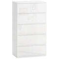 Cómoda com 5 Gavetas de Madeira Cómoda de Dormitório Cómoda Branca para Sala de Estar Estilo Moderno 55x33x100 cm Branco Brilhante — foto 1