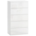 Cómoda com 5 Gavetas de Madeira Cómoda de Dormitório Cómoda Branca para Sala de Estar Estilo Moderno 55x33x100 cm Branco Brilhante — foto 1