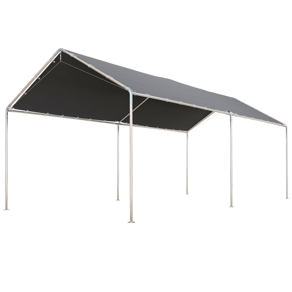 Tenda de Garagem 294x595x260 cm Tenda de Garagem para Carros Impermeável com Toldo de Tecido PE e Estrutura de Aço Galvanizado Tenda para Jardim Pátio Cinza — foto 1