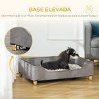 Sofá para Cães Gatos Cama para Animais de Estimação Pequenos e Médios com Almofada Removível Lavável e Pés Elevados de Madeira 81x56x23,5cm Cinza — foto 5