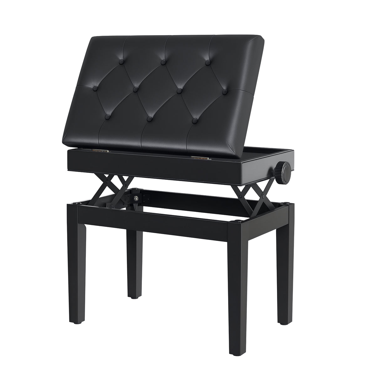 Banco de Piano com Espaço de Armazenamento e Altura Ajustável Banco para Piano com Assento Acolchoado Carga 200 kg 54,5x33x48-58 cm Preto — foto 1