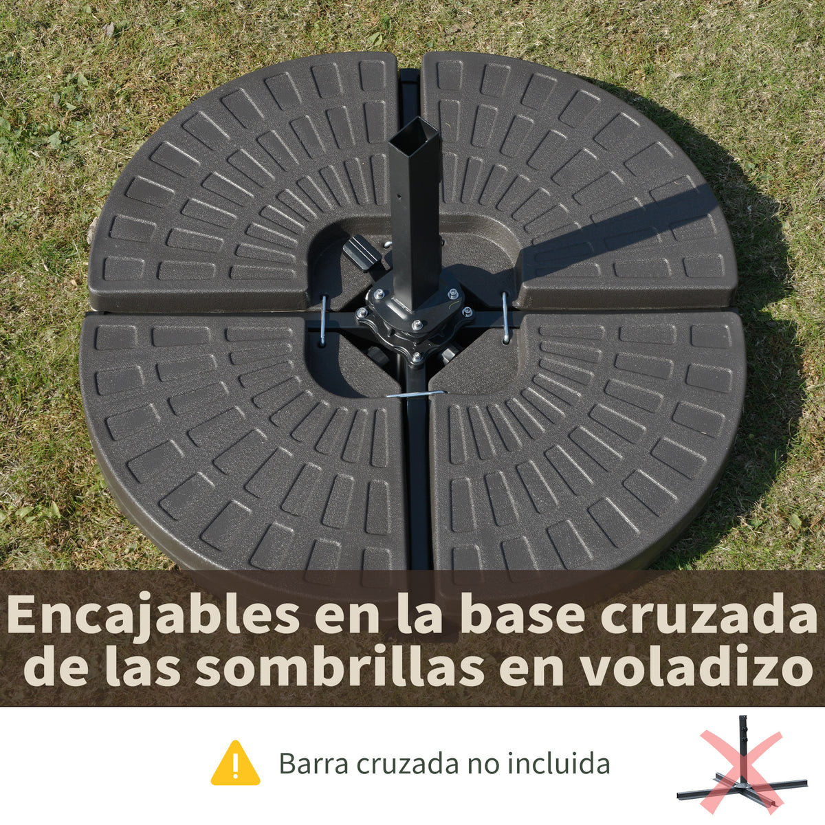 Base para Chapéu de Sol em 4 Partes Recarregável com Areia ou Água Desmontável para Jardim Pátio Ar Livre 100x100x10,5cm Marrom — foto 5