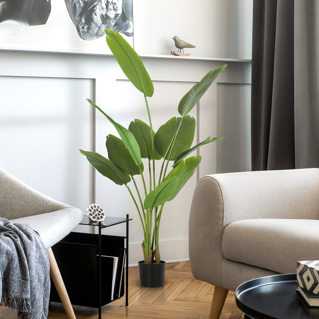 Planta Artificial Decorativa 160 cm Bananeira Artificial com Vaso e Folhas para Interior Casa Sala de Estar Escritório Verde — foto 7