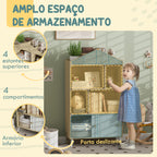 Estante Infantil de Madeira com 4 Compartimentos Estante de Livros para Crianças com Prateleiras Abertas e Armário para Domitório Sala de Jogos 80x30x140,5 cm Branco e Madeira — foto 4