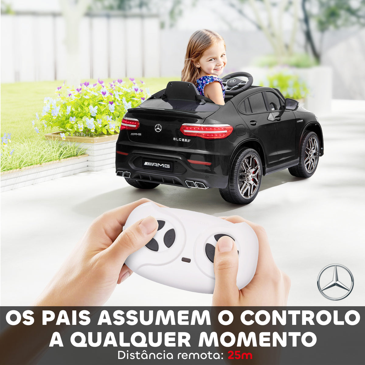 Carro Elétrico Mercedes AMG 12V para Crianças acima de 3 Anos com Controle Remoto Música Luzes Abertura da Porta 115x70x55cm Preto — foto 5