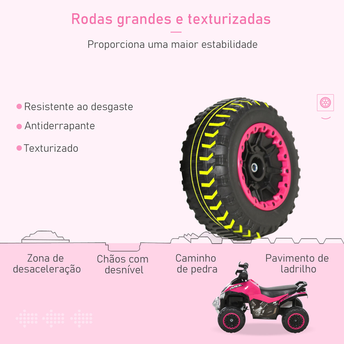 Quadriciclo para Crianças acima de 18 Meses Carro Andador Infantil com Função de Luzes e Música Desenho Inovador Carga 20kg 67,5x38x44 cm Rosa — foto 5
