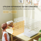 Gaiola para Pássaros com Divisória Gaiola para Aves com 4 Comedouros 4 Poleiros e Bandeja Amovível Gaiola para Canários Periquitos 76x46x46 cm Branco — foto 4