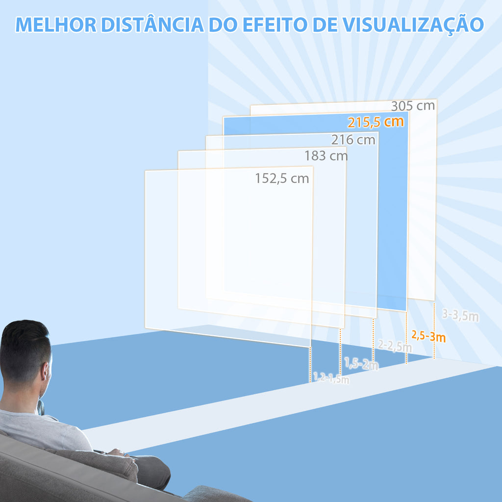 Tela de Projeção Manual de 99 Polegadas Tela de Projeção Portátil Formato 1:1 para Interior e Exterior Cinema em Casa Jardim 178x178 cm Branco — foto 6
