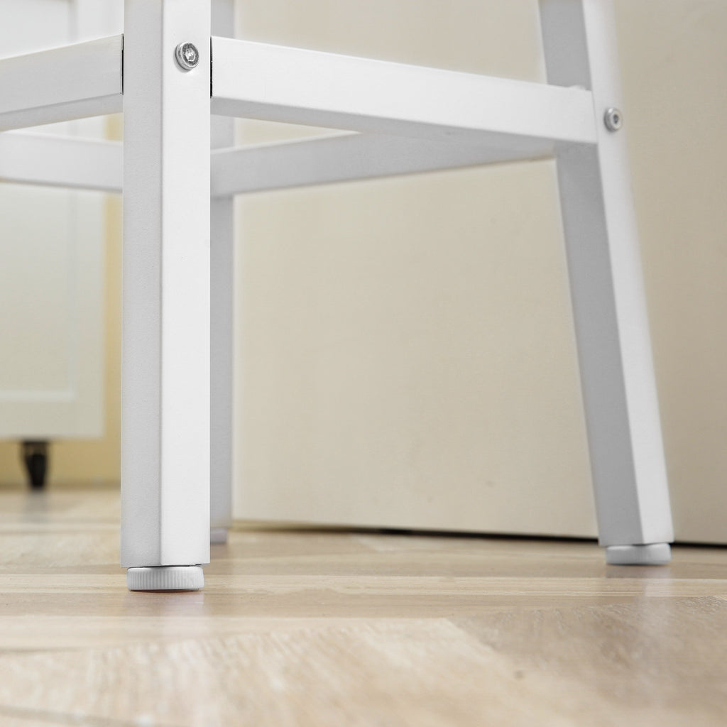 Conjunto de 2 Bancos Altos de Cozinha Bancos de Bar com Pés de Aço e Apoio para os Pés para Sala de Estar Sala de Jantar Carga 75kg 32,5x32,5x65cm Madeira e Branco — foto 9