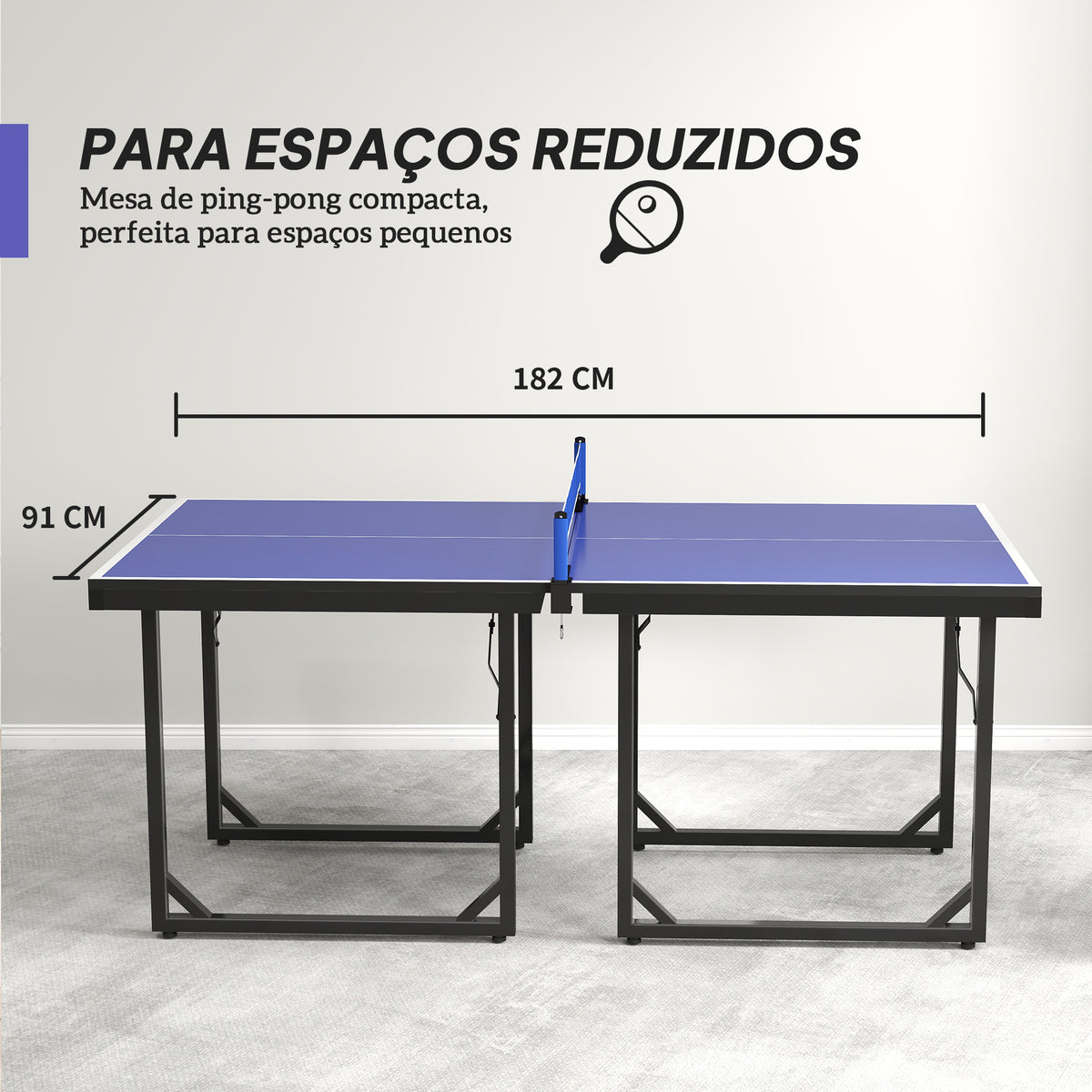Mesa de Ping Pong Dobrável Mesa de Ping Pong Profissional com Rede e Estrutura de Aço para Interior e Exterior 182x91x76 cm Azul — foto 5