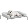 Cama Elevada para Cães com Latertais Amovíveis Cama Elevada para Cães Pequenos Portátil com Malha Respirável Estrutura de Aço para Interior e Exterior 90x65x30 cm Cinza Claro — foto 1