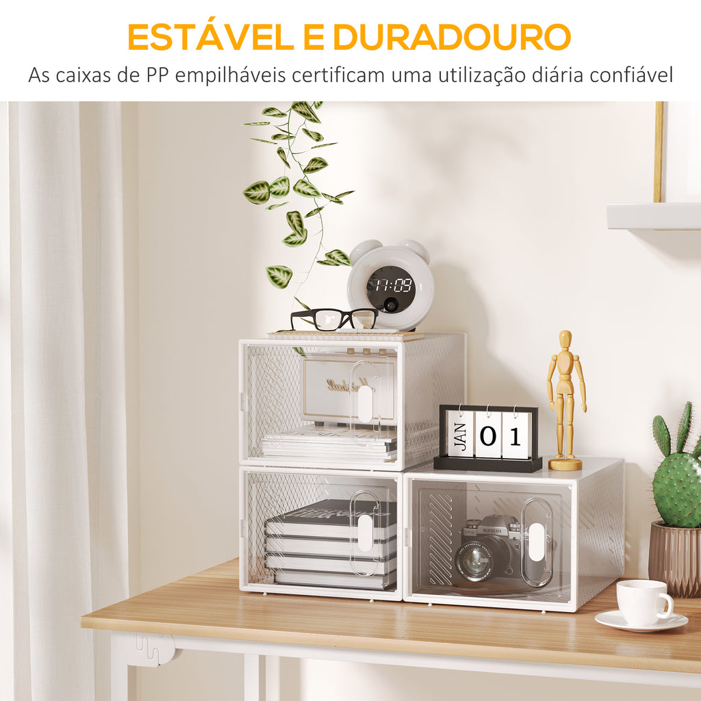 Armário Modular de Plástico Sapateira Modular com 8 Cubos Portas Magnéticas Organizador de Sapatos para Entrada Corredor Dormitório 28x36x21cm Transparente — foto 8