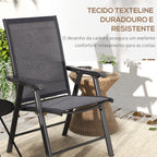 Conjunto de 2 Cadeiras Dobráveis para Exterior com Apoio para o Braço Cadeiras para Jardim com Textilene e Metal Carga 110 kg 58x64x94 cm Cinza Escuro — foto 4