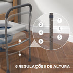 Cadeira Higiénica 4 em 1 Cadeira com Sanita de Alumínio Cadeira de Duche com Altura Ajustável e Almofadas Antiderrapantes Carga 136 kg para Pessoas com Deficiência Grávidas 64x53x70-82 cm Cinza — foto 5