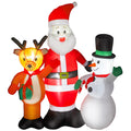Pai Natal Insuflável 150 cm com Rena e Boneco de Neve Decoração de Natal Insuflável com Luzes LED Inflador Elétrico para Exterior Jardim Relvado 150x45x150 cm Multicor — foto 1