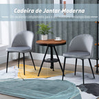 Conjunto de 2 Cadeiras de Sala de Jantar com Asento e Encosto Acolchoados Estofadas em Veludo Suave Desenho Moderno Carga Máxima 90 kg 49x50x77 cm Cinza — foto 4