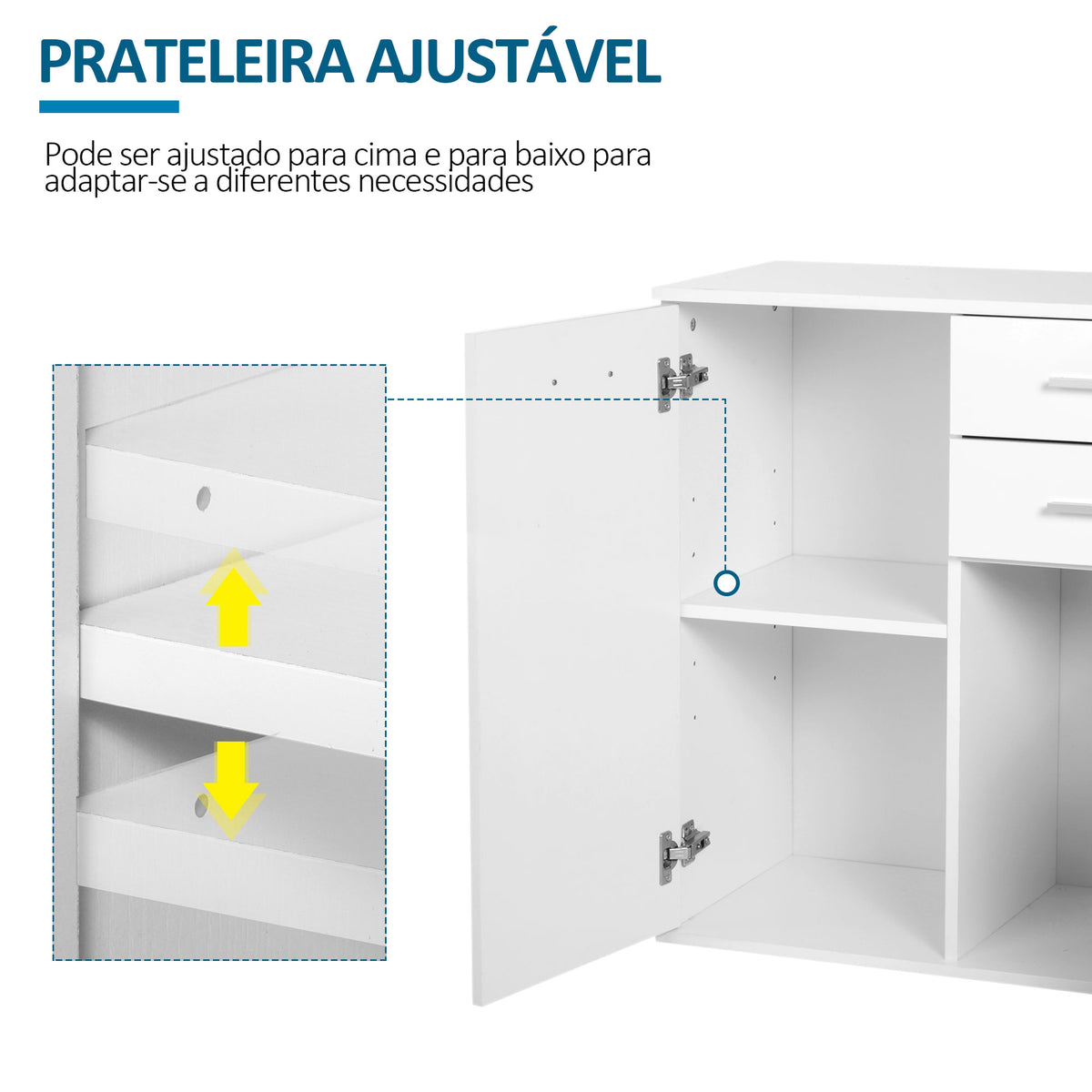 Armário Gabinete Consola Aparador Organizador de Armazenamento Multiuso para Sala de Estar com Portas e Gavetas 71x35x76cm — foto 5