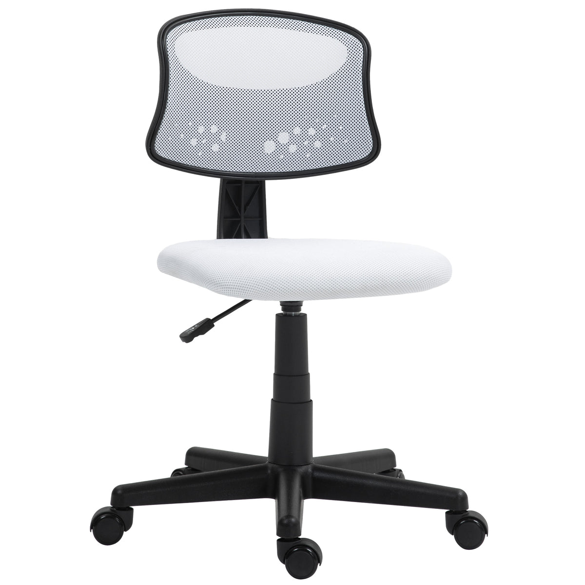 Cadeira de Escritório sem Apoio para os Braços Cadeira de Escritório Giratória com Encosto de Malha Respirável Altura Ajustável Carga 120 kg 43x48x78-88 cm Branco — foto 1