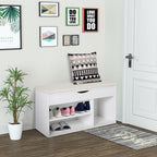 Banco Sapateira com Armazenamento Gaveta Prateleira e Assento Acolchoado para Entrada Estilo Moderno 80x30x47cm Branco — foto 8