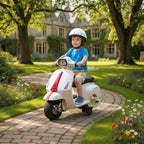 Mota Elétrica para Crianças 6V com Licença Vespa Mota Elétrica Infantil com Rodas Auxiliares Velocidade de 2,5km/h Farol e Buzina para Crianças de 2-6 Anos 71x37x52 cm Branco — foto 2