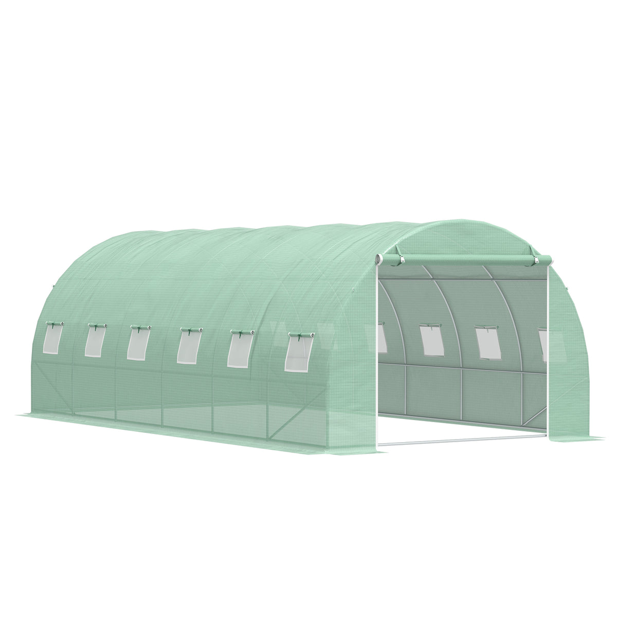Estufa Tipo Túnel 600x300x200 cm com Porta 12 Janelas Estufa de Jardim para Cultivo de Plantas e Verduras com Cobertura de PE 140g/㎡ Verde — foto 1