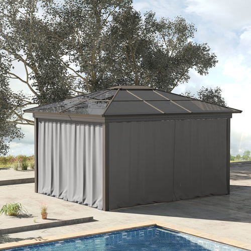 4 Paredes Laterais para Tenda 302x205 cm Laterais para Tenda Universal com Ganchos e Argola em C para Tenda de Jardim Terraço Cinza Claro — foto 2