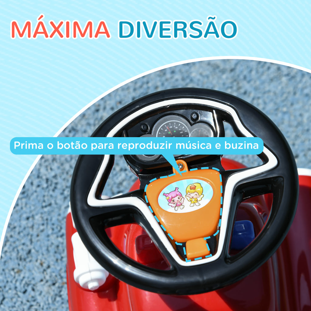Carro Andador para Crianças de 18-36 Meses Desenho de Camião de Bombeiros Carro Andador com 3 Luzes Música Compartimento de Armazenamento e Volante 49x24x42 cm Vermelho — foto 5