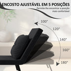 Poltrona Convertível em Cama Dobrável Poltrona 3 em 1 Convertível em Cama com Encosto Ajustável em 5 Níveis e Almofada Acolchoada para Escritório Sala de Estar Carga 120 kg 63x73x81 cm Preto — foto 5