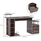 Mesa para Computador 120cm Secretária para Escritório com Múltiplas Prateleiras Gavetas Bandeja de Teclado Suporte para Monitor Impressora e CPU 152x60x88cm Marrom — foto 3