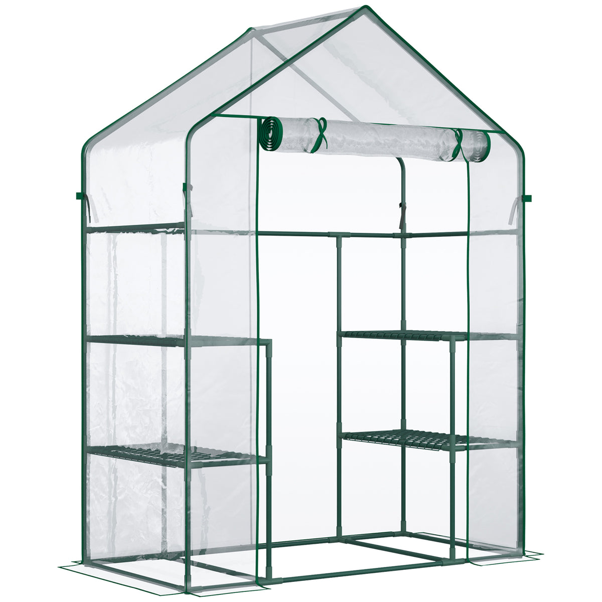 Estufa de Jardim Estufa de Terraço com 4 Prateleiras 1 Porta com Fecho de Correr para Cultivo de Plantas Flores Vegetais 142x73x195 cm Verde — foto 1