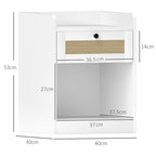 Conjunto de 2 Mesas de Cabeceira Mesas de Cabeceira para Dormitório com Gaveta em Vime Mesa de Cabeceira para Dormitório 40x40x53 cm Branco — foto 3