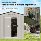 Abrigo de Jardim Exterior 4,9 m² 277x195x192cm Abrigo e Jardim Metálico para Armazenamento de Ferramentas com Base Incluída (Chão não Incluído) e 4 Janelas Verde Escuro - Modelo 2 — foto 6